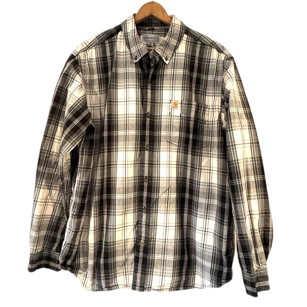 Carhartt Plaid Shirt Button Front XL One Pocket Relaxed Fit Button Down Collar